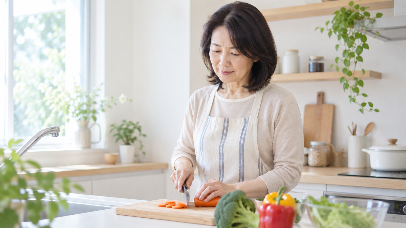 台所で手を使って調理をしている様子(イメージ)