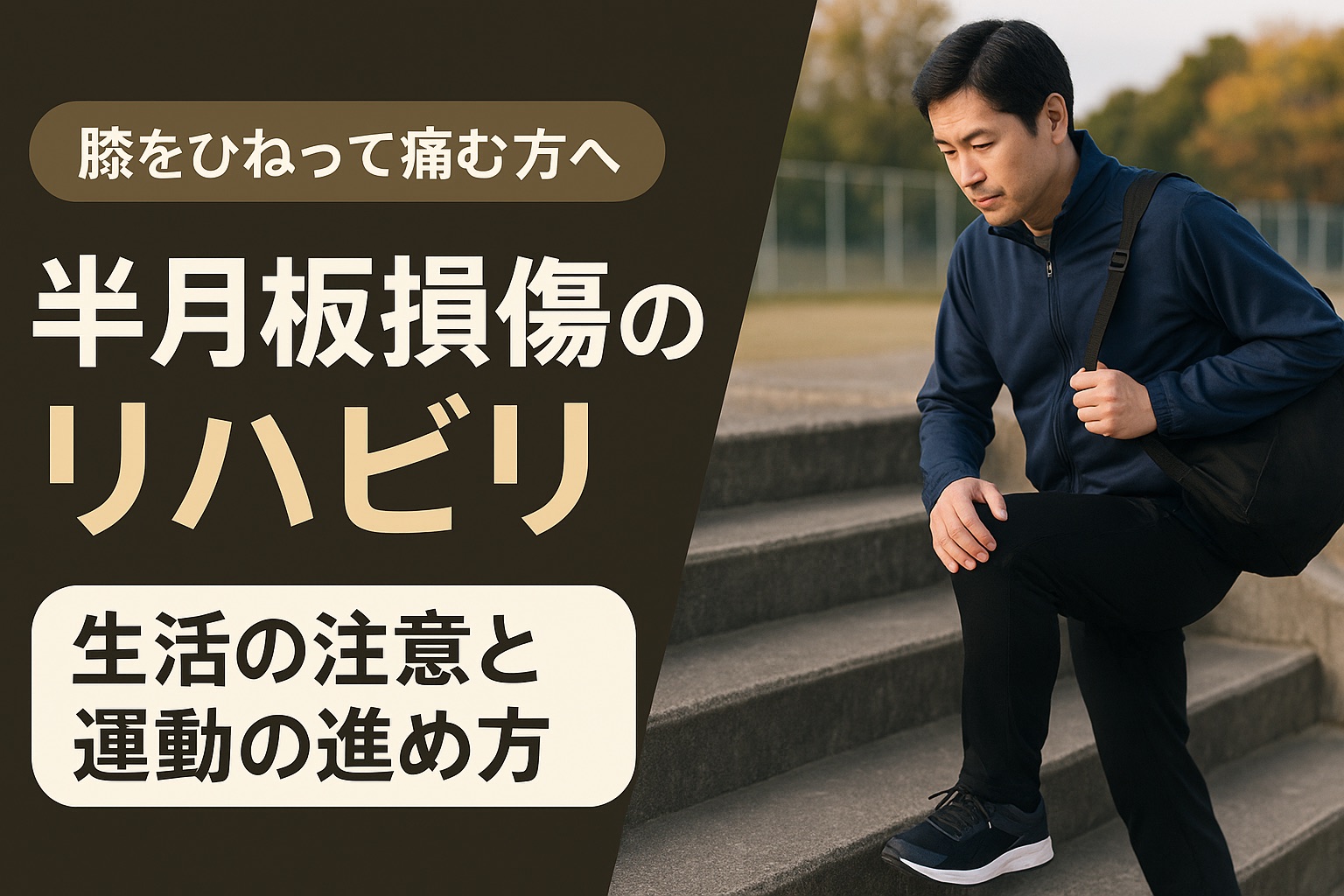 半月板損傷のリハビリ 生活の注意と運動の進め方（スタッフブログのアイキャッチ）
